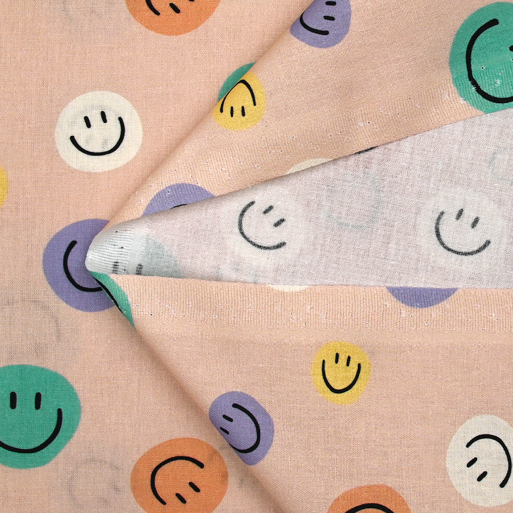 Coton imprimé smiley fond rose chair - Image 5