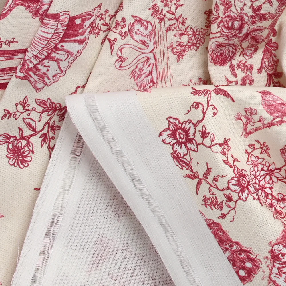 Coton imprimé toile de Jouy Maël bordeaux fond écru - Image 4
