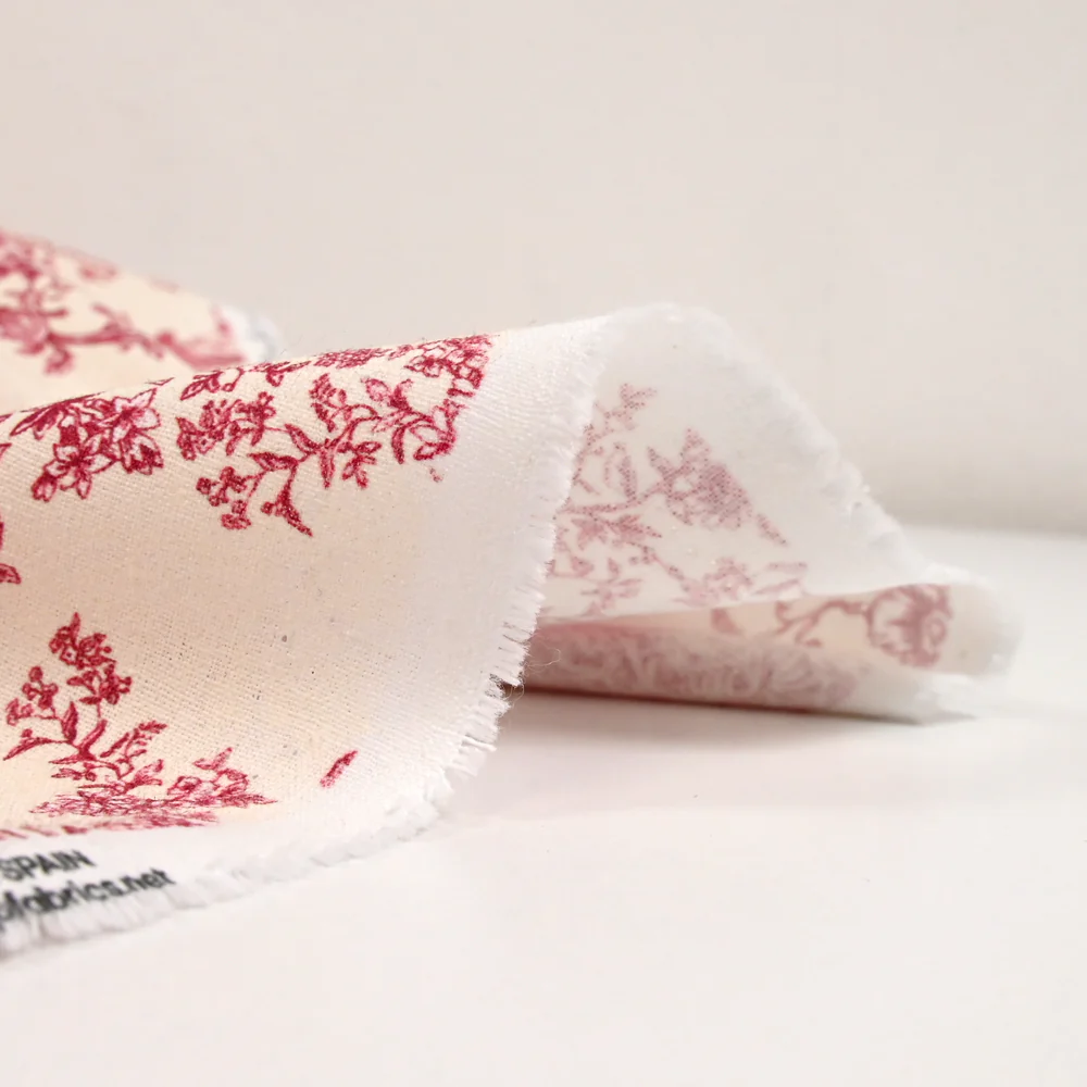 Coton imprimé toile de Jouy Maël bordeaux fond écru - Image 6
