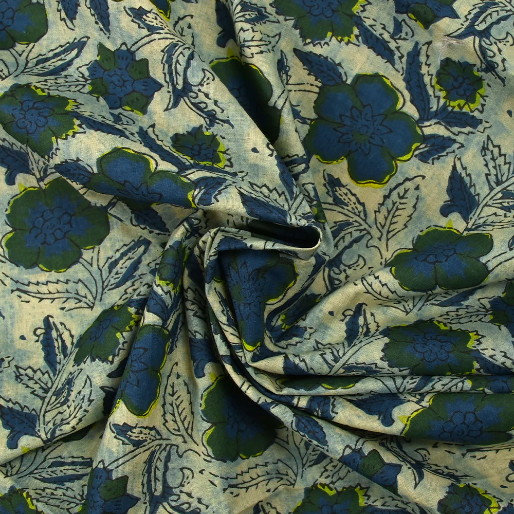 Coton indien imprimé Chandigarh fond bleu brumeux - Image 2