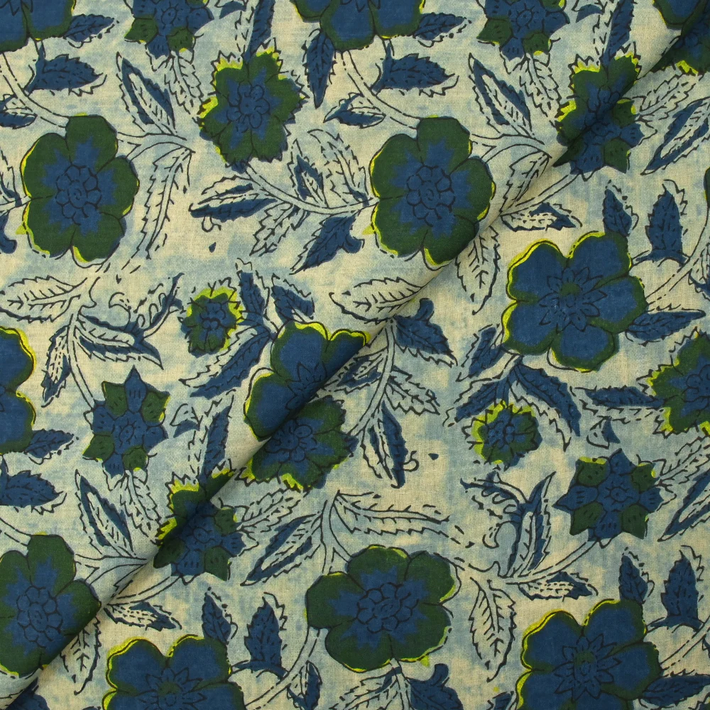 Coton indien imprimé Chandigarh fond bleu brumeux - Image 4
