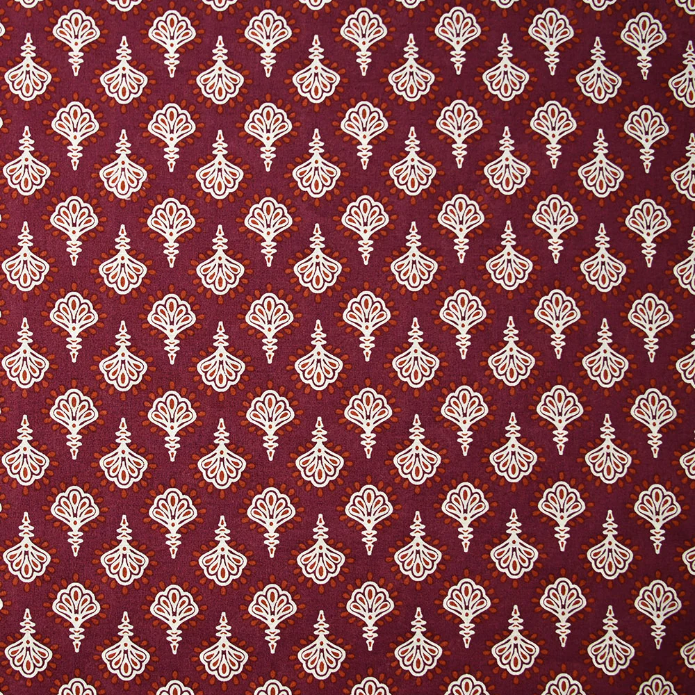 Coton indien imprimé Vamika ornements blanc fond rouge amarante - Image 5