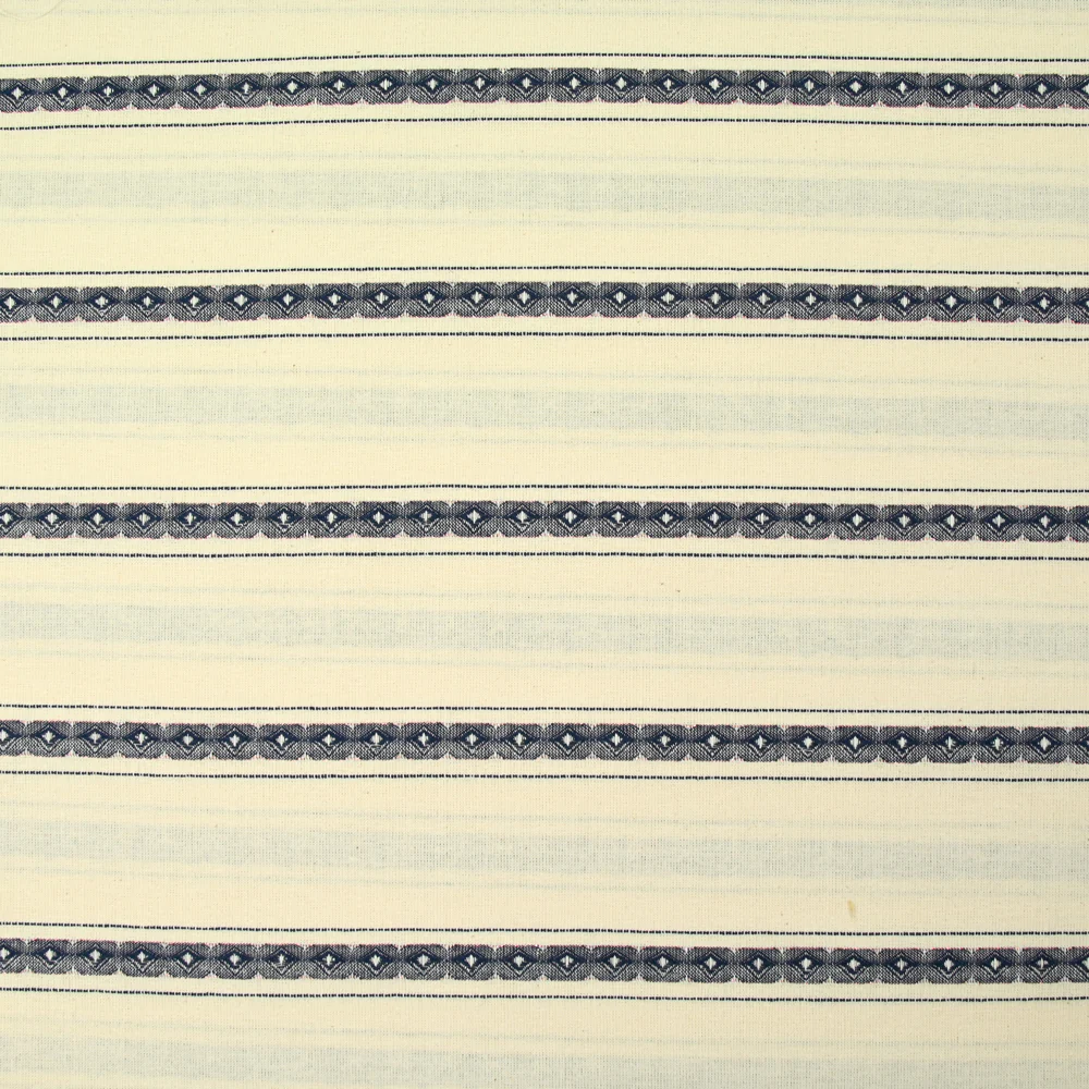Coton jacquard Lurex rayé marine fond écru - Image 3