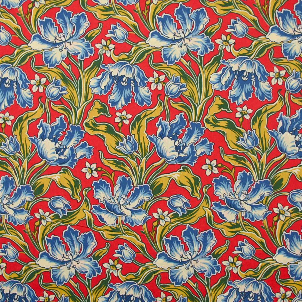 Coton liberty ® Archive Tulip fond rouge au mètre