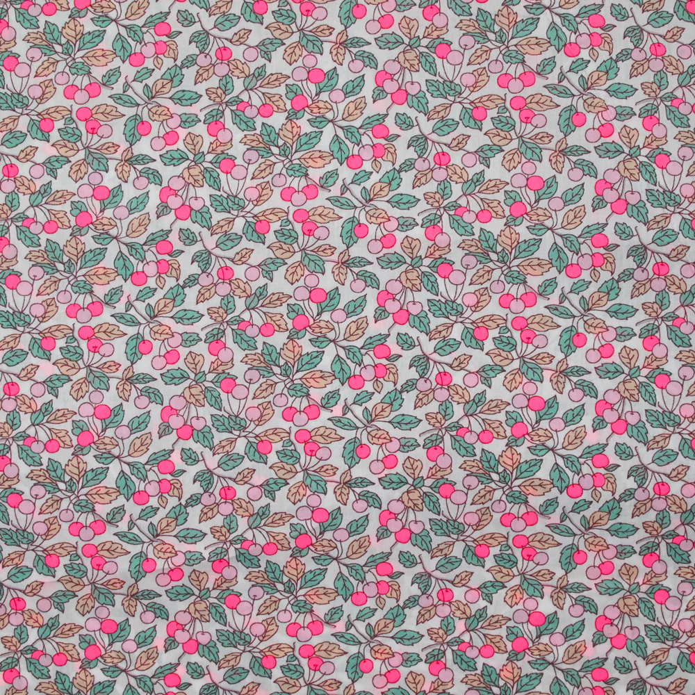 Coton liberty ® 150th Colleen's Orchard rose fluo au mètre