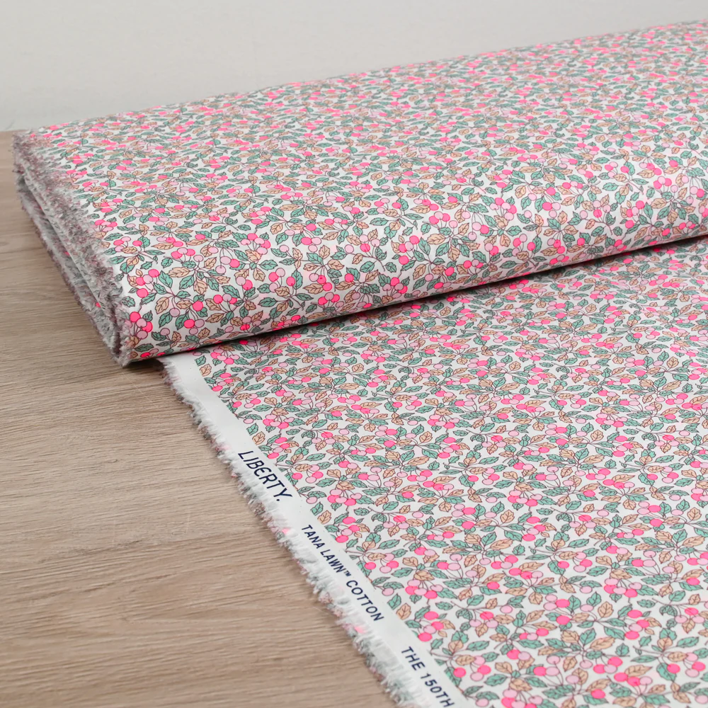 Coton liberty ® 150th Colleen's Orchard rose fluo au mètre - Image 2