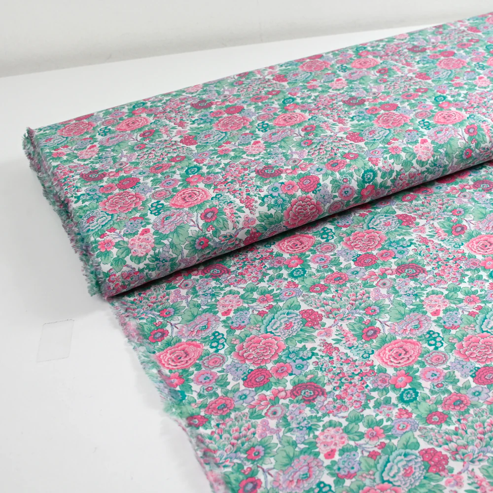Coton liberty ® Elysian day rose et menthe au mètre - Image 2