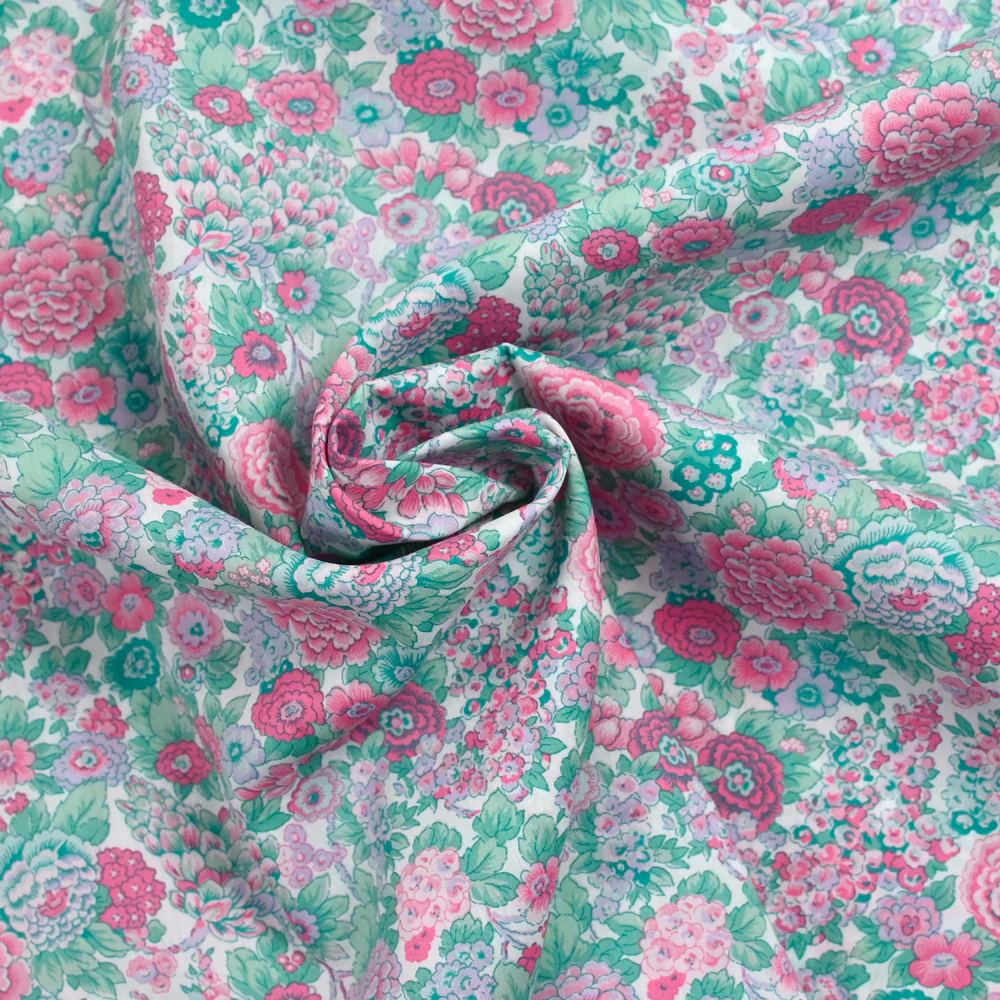 Coton liberty ® Elysian day rose et menthe au mètre - Image 3