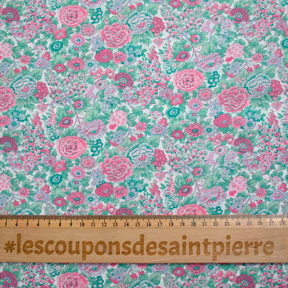 Coton liberty ® Elysian day rose et menthe au mètre - Image 4