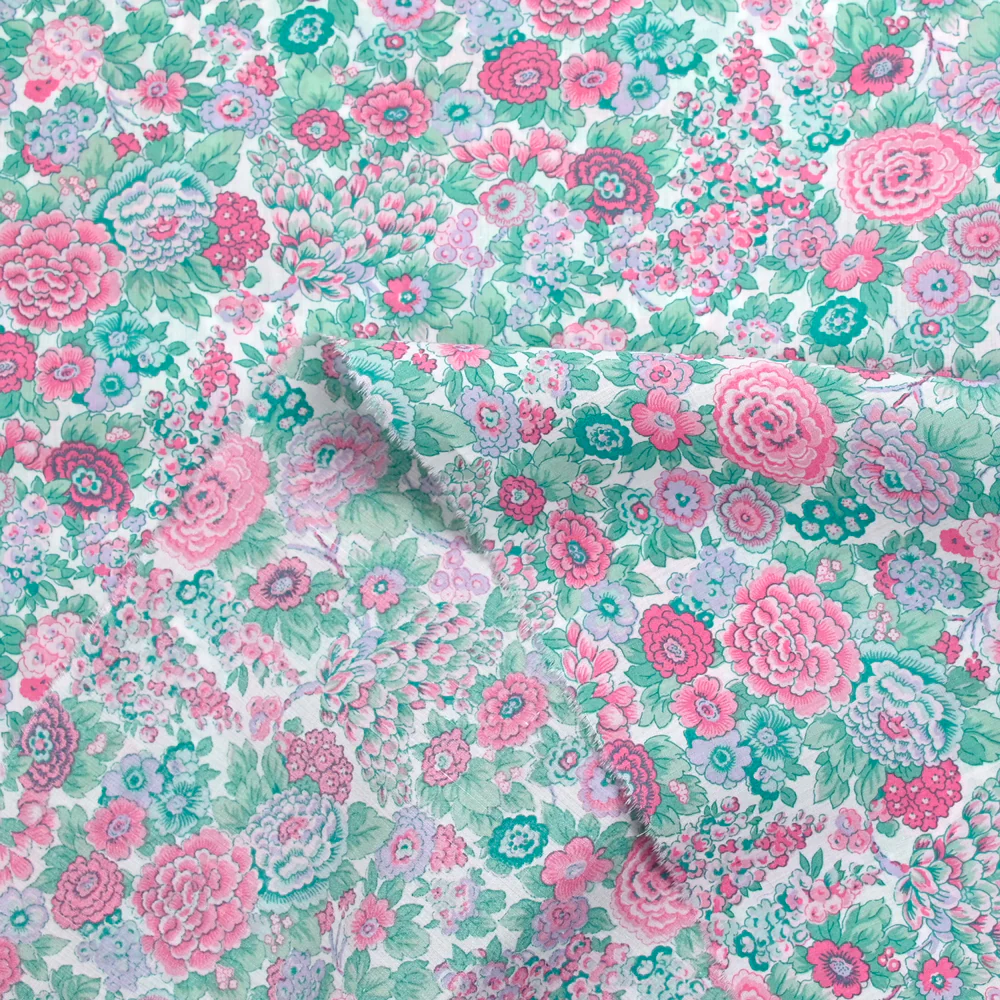 Coton liberty ® Elysian day rose et menthe au mètre - Image 5