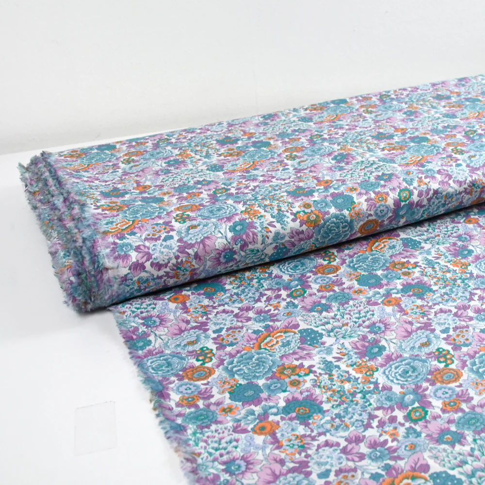 Coton liberty ® Elysian day violet et orange au mètre - Image 2