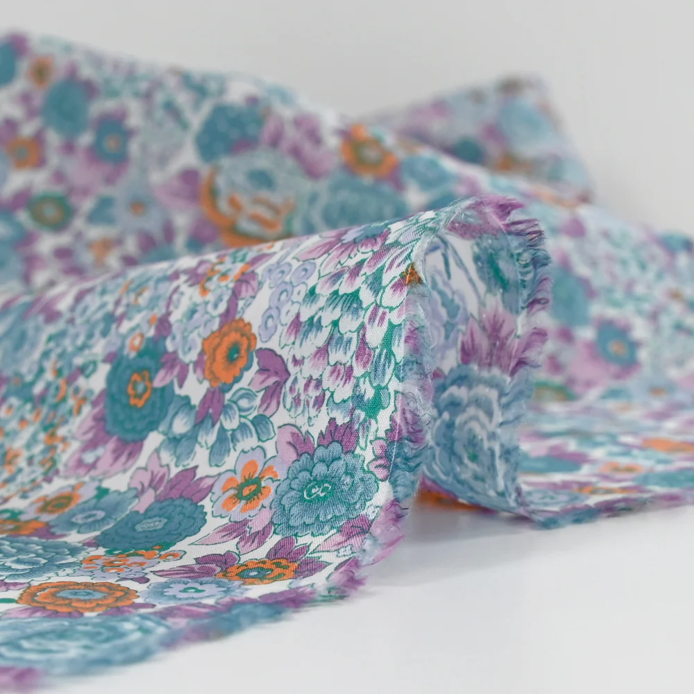Coton liberty ® Elysian day violet et orange au mètre - Image 5