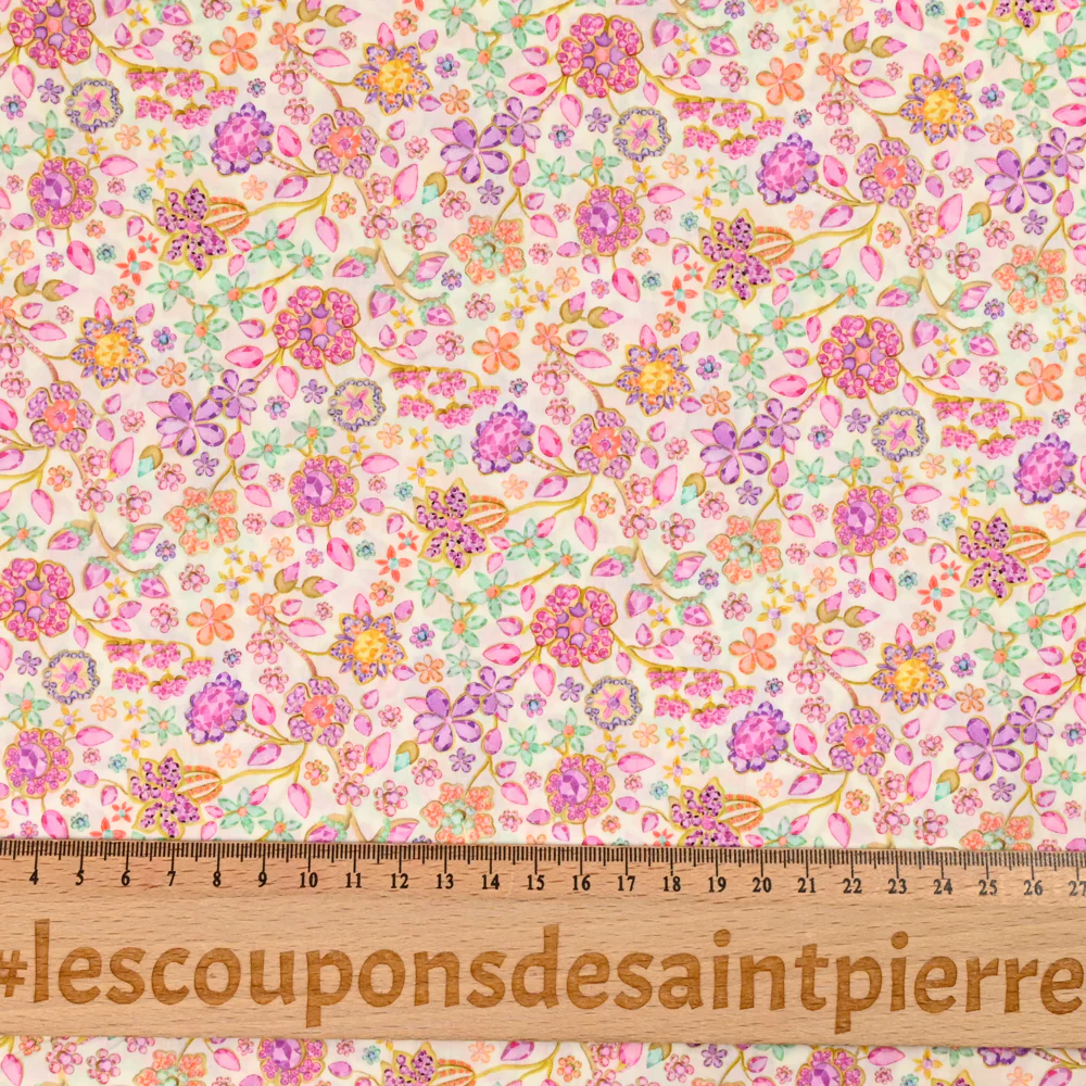 Coton Liberty ® Fiona Devaux rose au mètre - Image 4