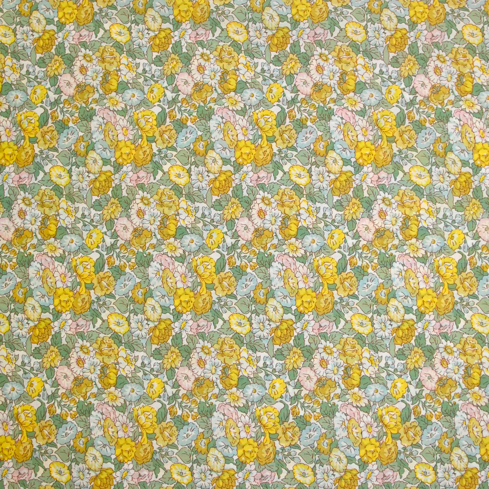 Coton liberty ® Leontyne Dream jaune et vert au mètre