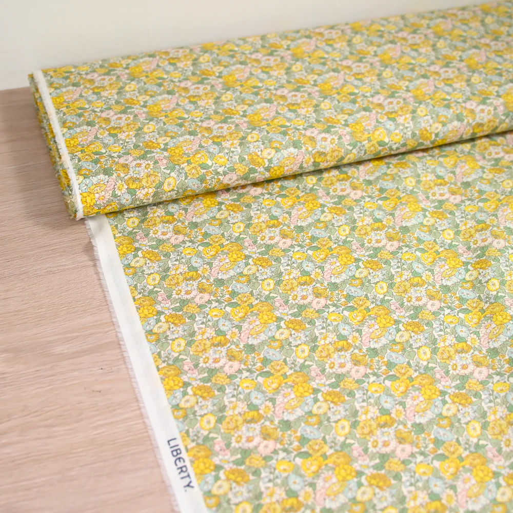Coton liberty ® Leontyne Dream jaune et vert au mètre - Image 2