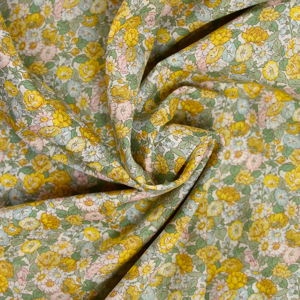 Coton liberty ® Leontyne Dream jaune et vert au mètre - Image 3