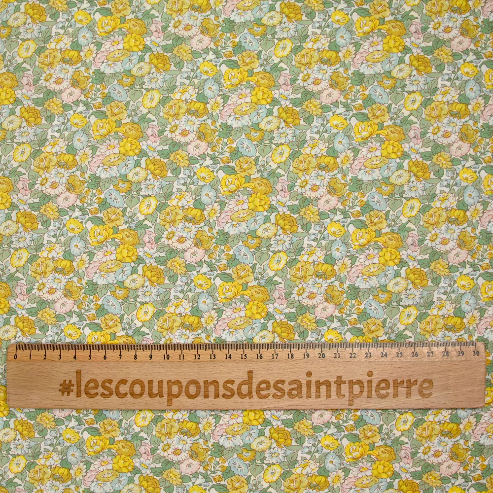 Coton liberty ® Leontyne Dream jaune et vert au mètre - Image 4
