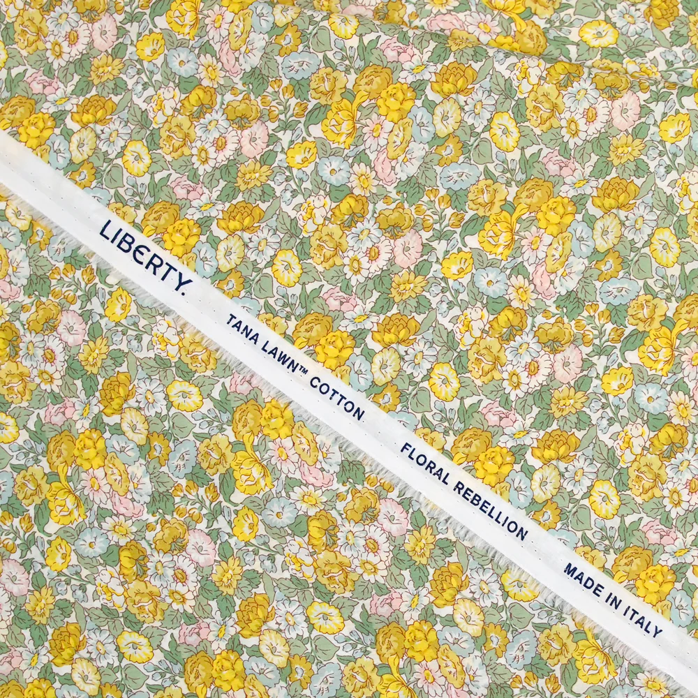 Coton liberty ® Leontyne Dream jaune et vert au mètre - Image 5