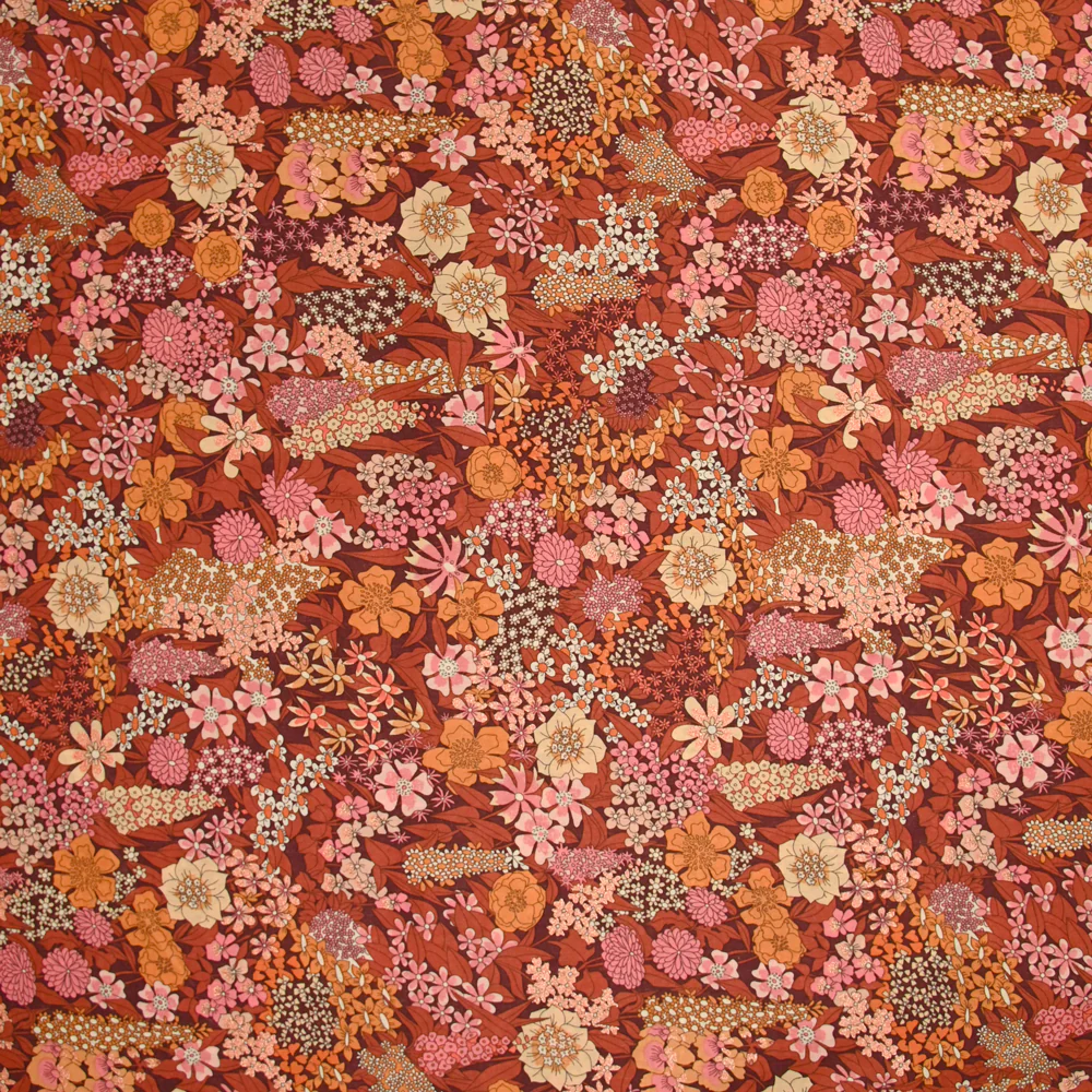 Coton liberty ® Métal Ciara marron et rose au mètre