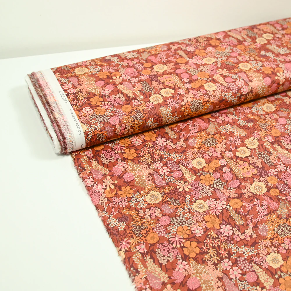 Coton liberty ® Métal Ciara marron et rose au mètre - Image 2