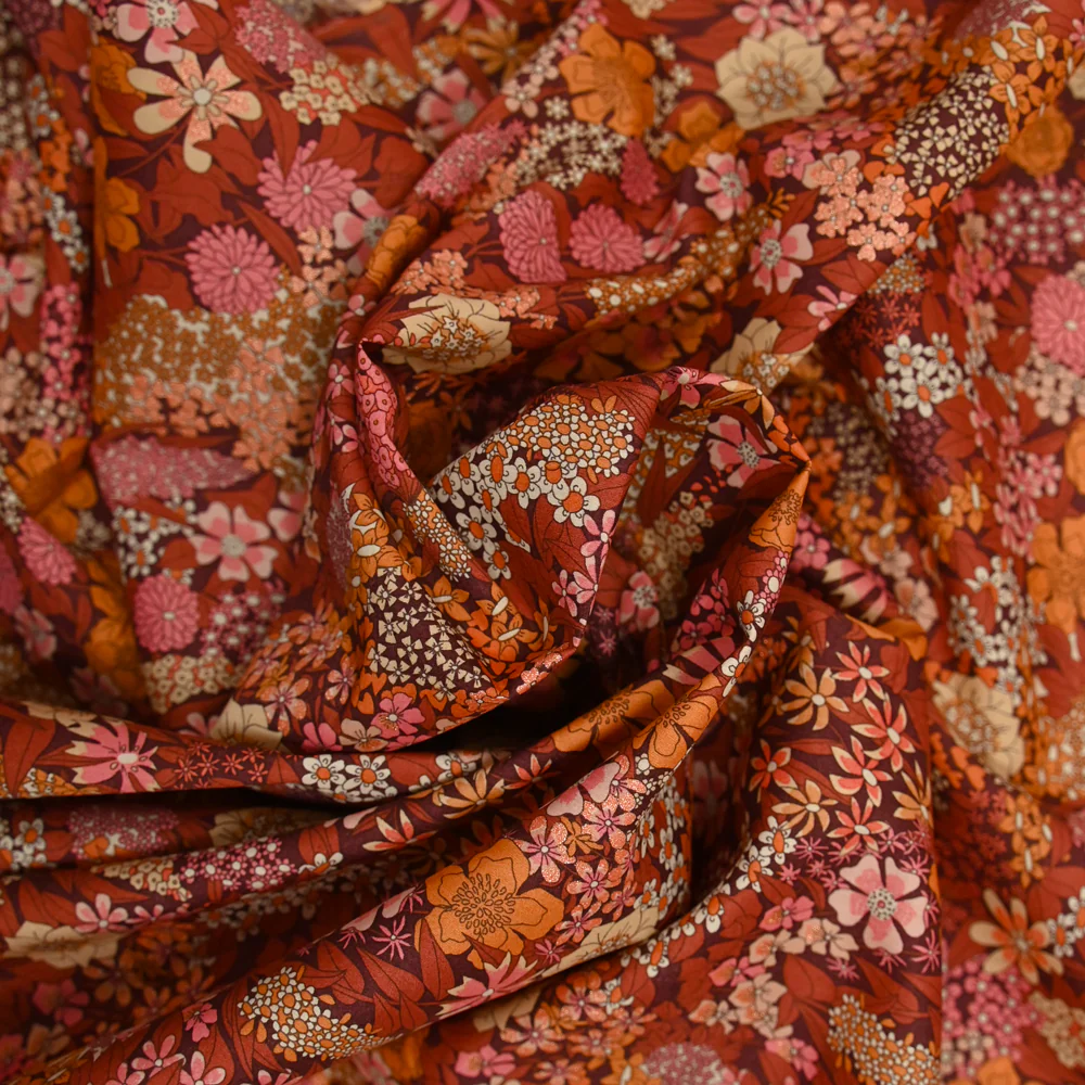 Coton liberty ® Métal Ciara marron et rose au mètre - Image 3