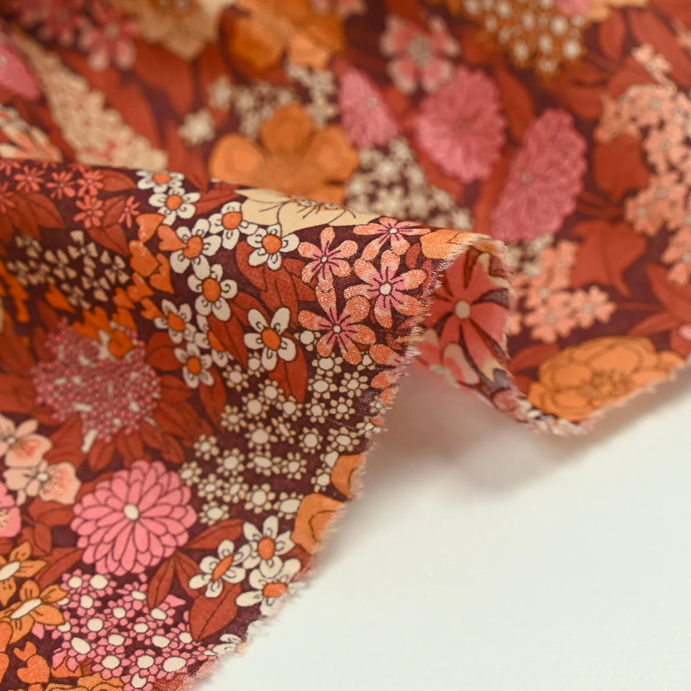 Coton liberty ® Métal Ciara marron et rose au mètre - Image 7