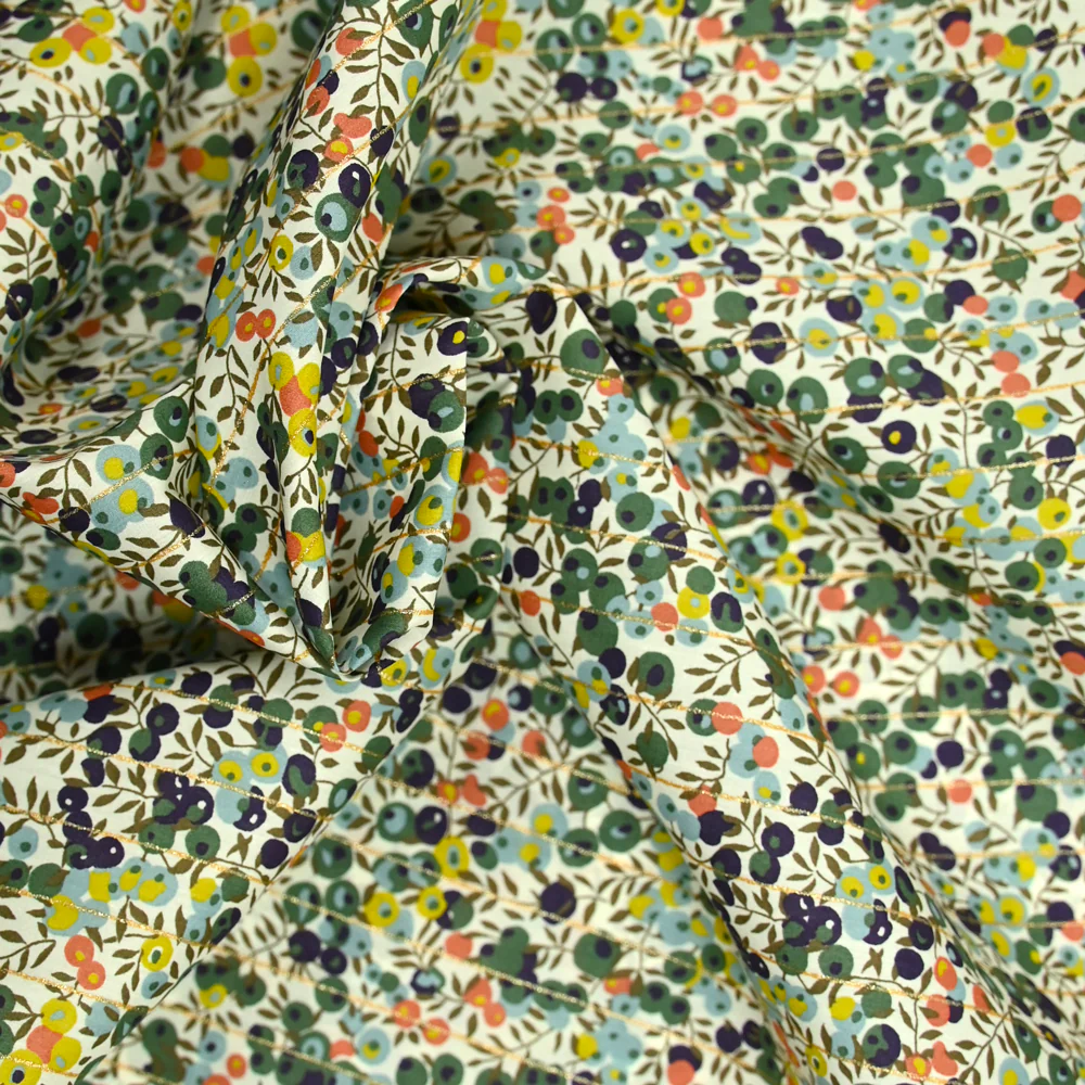 Coton liberty ® Métal rayé Wiltshire vert au mètre - Image 3