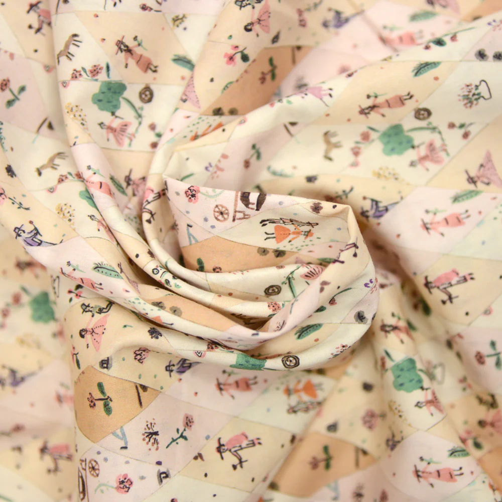 Coton liberty ® Picnic Parade beige au mètre - Image 2
