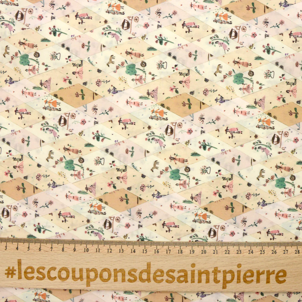 Coton liberty ® Picnic Parade beige au mètre - Image 5