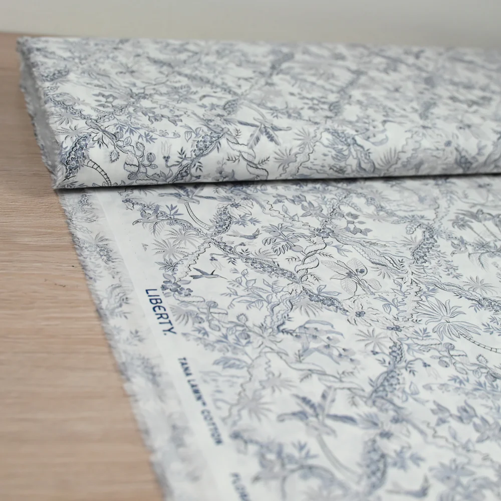 Coton liberty ® Tropical Toile gris au mètre - Image 2