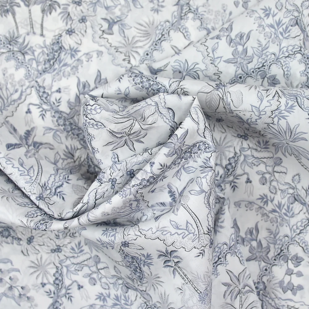 Coton liberty ® Tropical Toile gris au mètre - Image 3