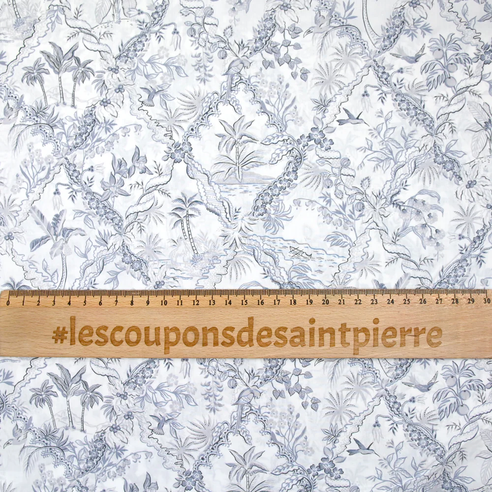 Coton liberty ® Tropical Toile gris au mètre - Image 4