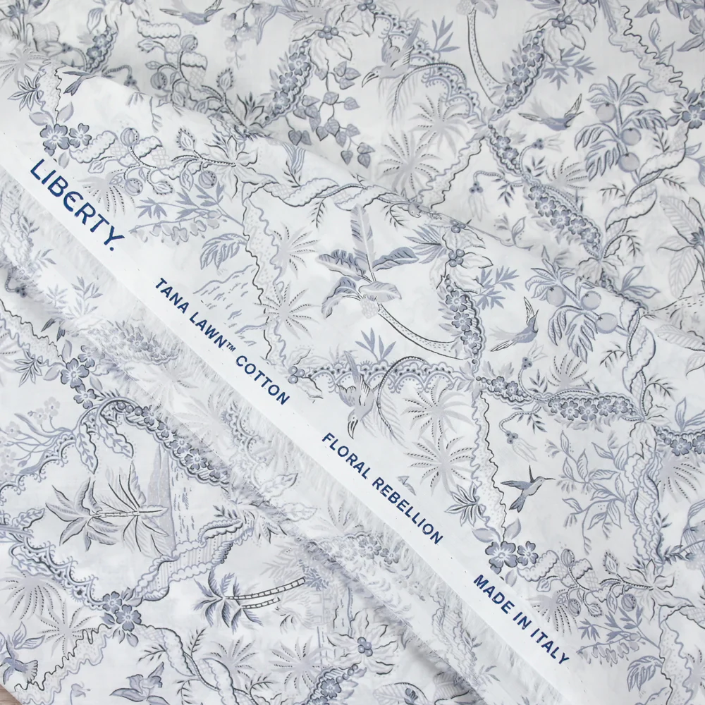 Coton liberty ® Tropical Toile gris au mètre - Image 5