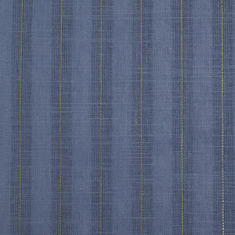 Coton lin rayé Lurex doré fond bleu barbeau - Image 5