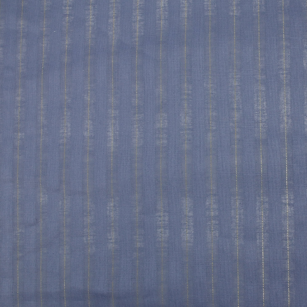 Coton lin rayé Lurex doré fond bleu barbeau - Image 7