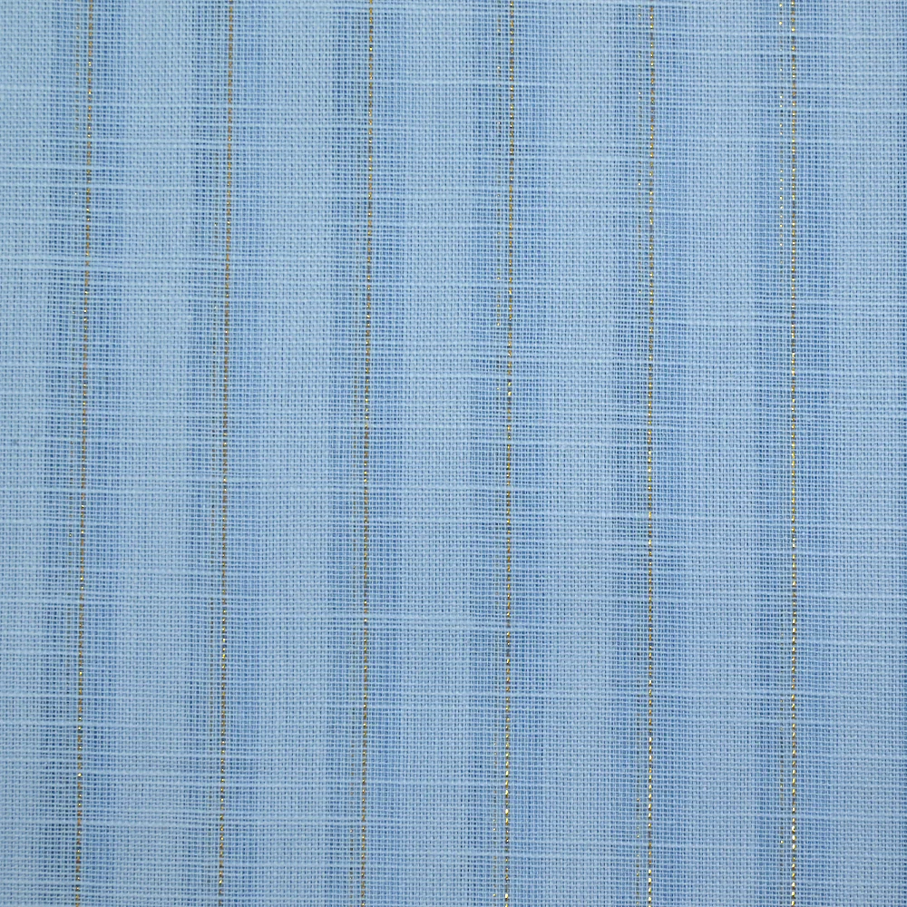 Coton lin rayé Lurex doré fond bleu ciel - Image 5