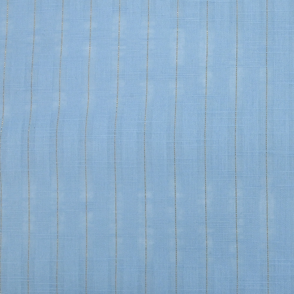 Coton lin rayé Lurex doré fond bleu ciel - Image 7