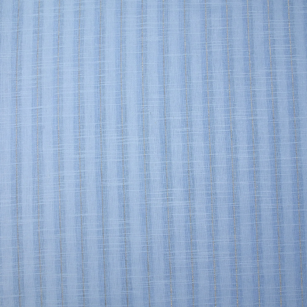 Coton lin rayé Lurex doré fond bleu layette - Image 4