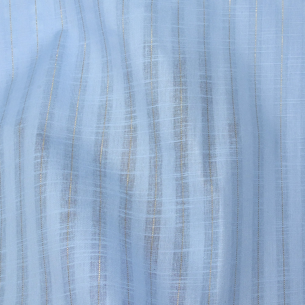 Coton lin rayé Lurex doré fond bleu layette - Image 7