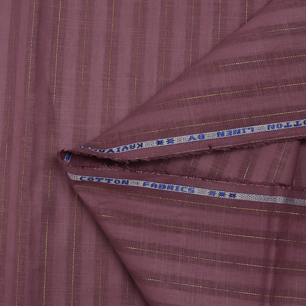 Coton lin rayé Lurex doré fond vieux rose - Image 8