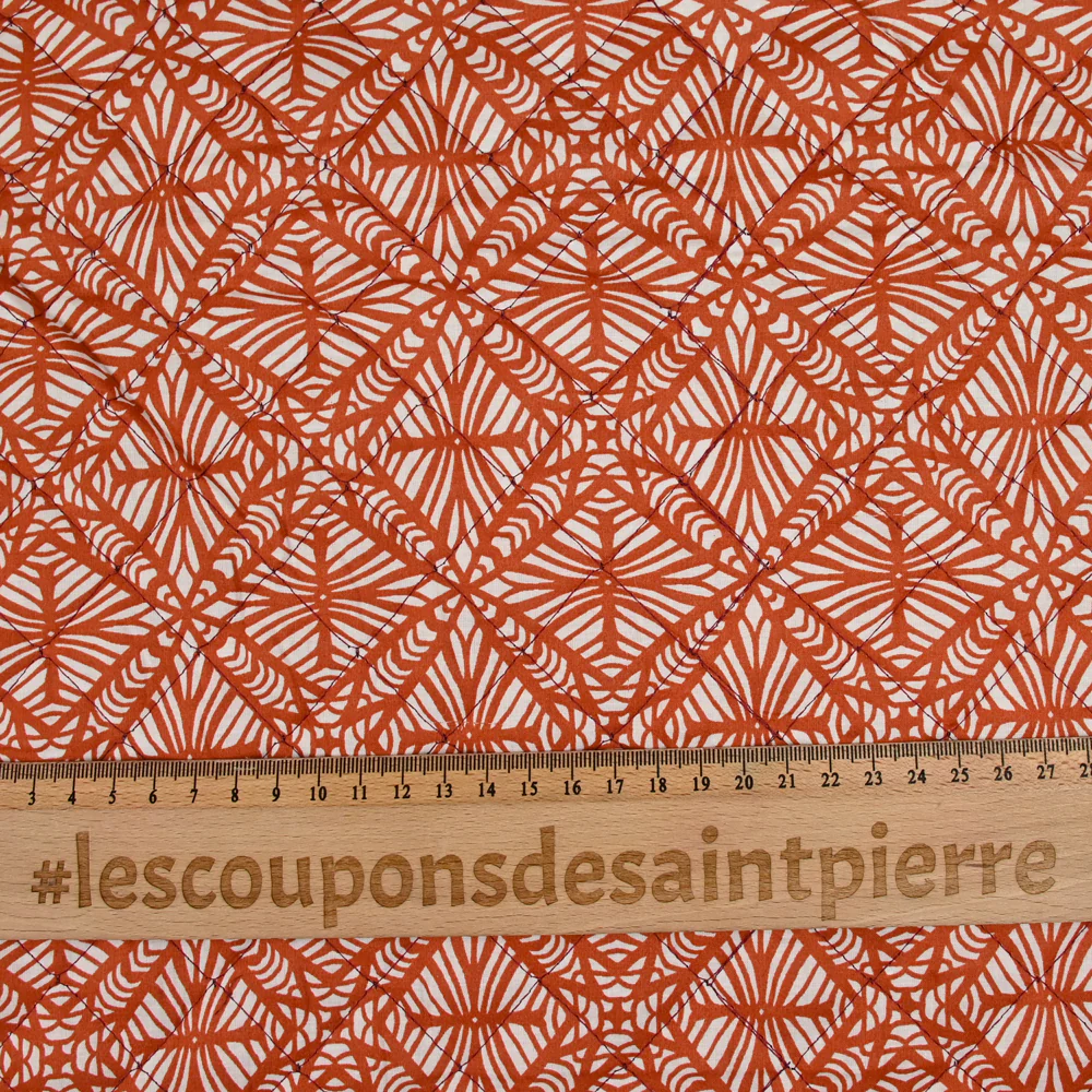 Coton matelassé double face Amayra camel et grenat au mètre - Image 7