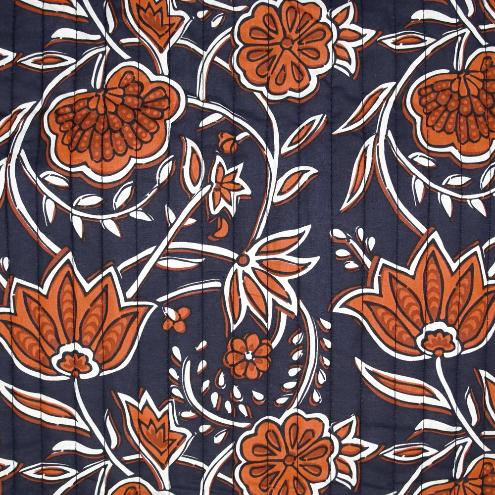 Coton matelassé double face empreinte marine et marron au mètre - Image 3