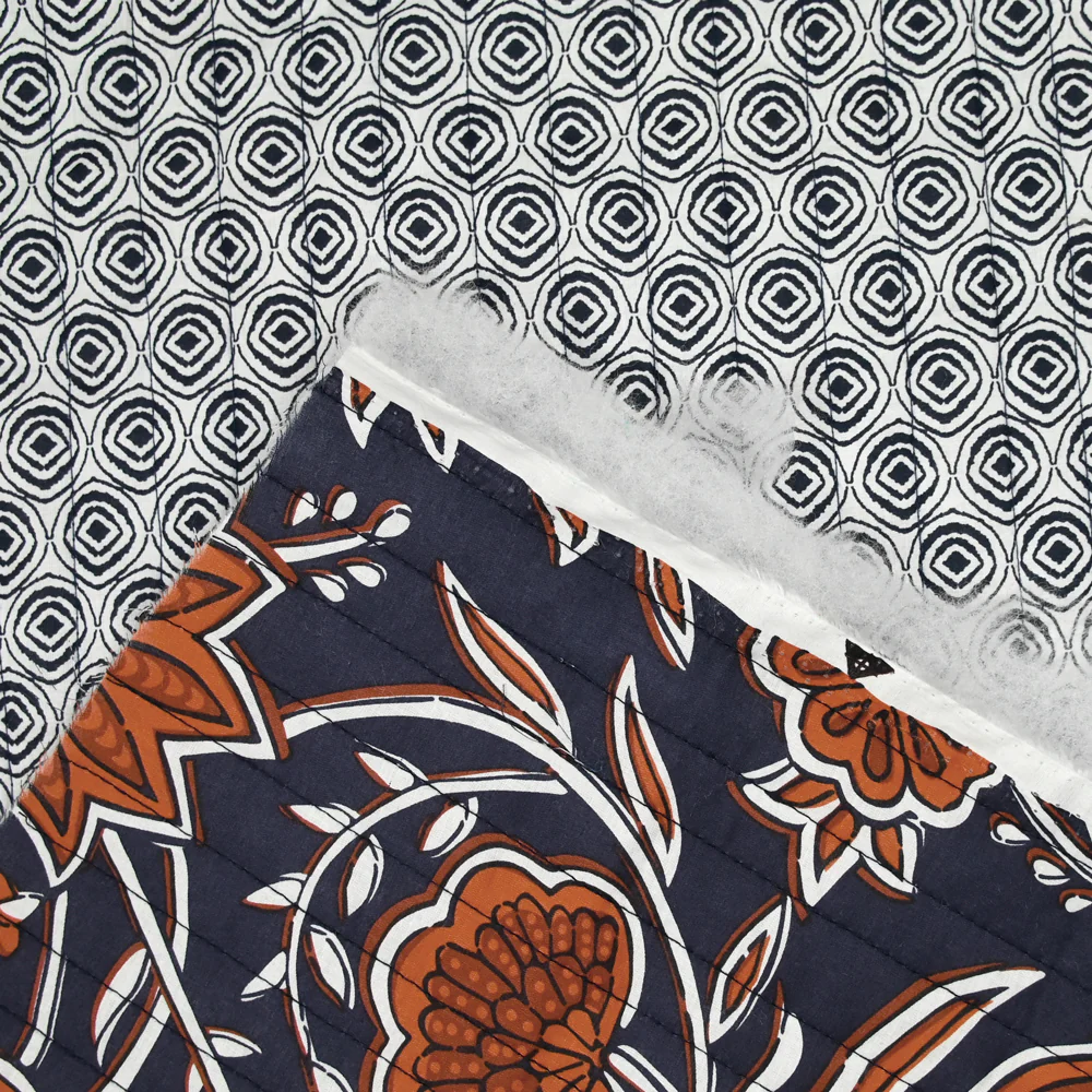 Coton matelassé double face empreinte marine et marron au mètre - Image 5