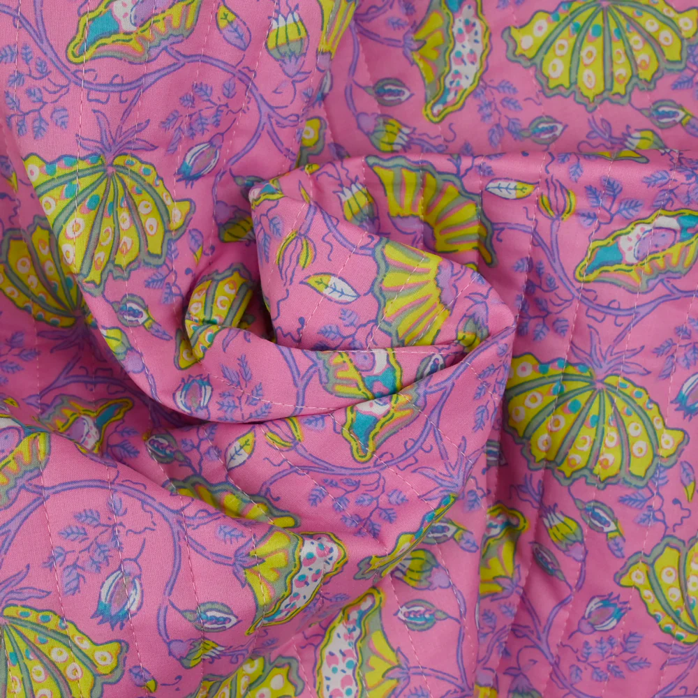 Coton matelassé double face Inaya rose au mètre - Image 2