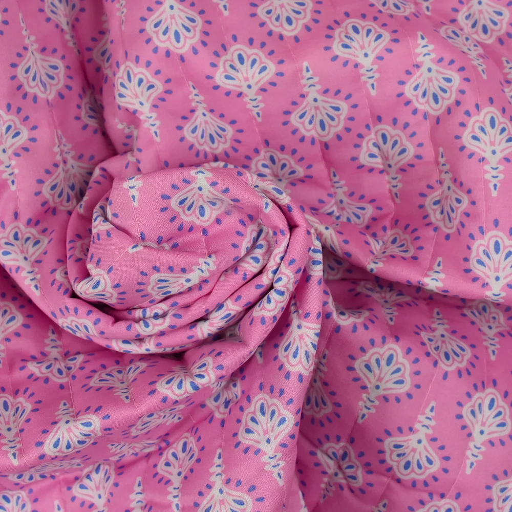 Coton matelassé double face Inaya rose au mètre - Image 5