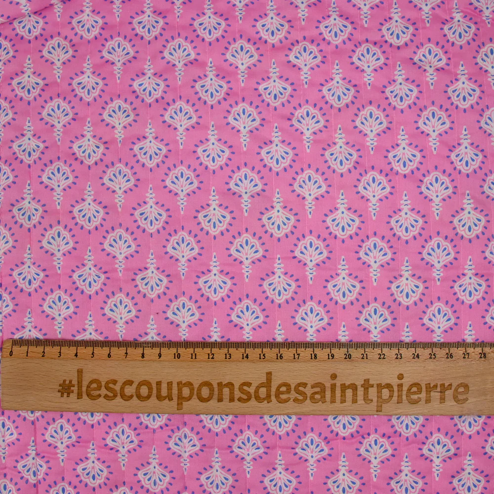 Coton matelassé double face Inaya rose au mètre - Image 6