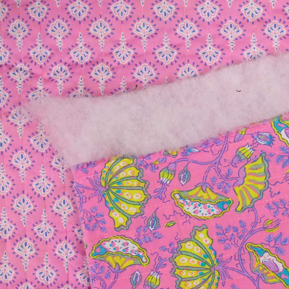 Coton matelassé double face Inaya rose au mètre - Image 8