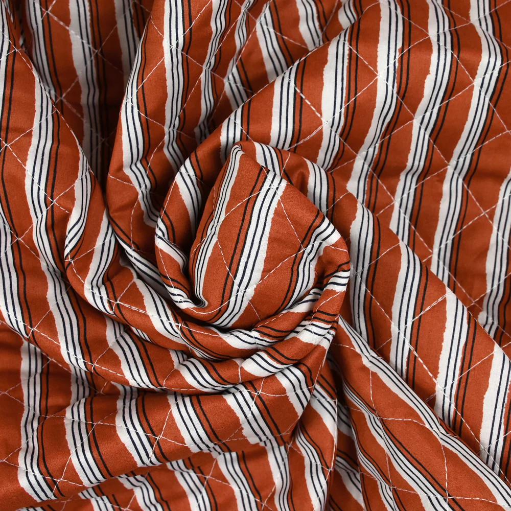 Coton matelassé double face Jiya marron au mètre - Image 2