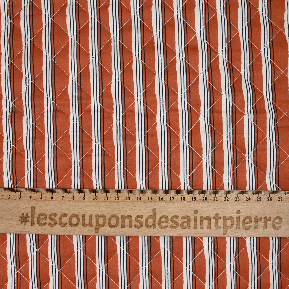 Coton matelassé double face Jiya marron au mètre - Image 3