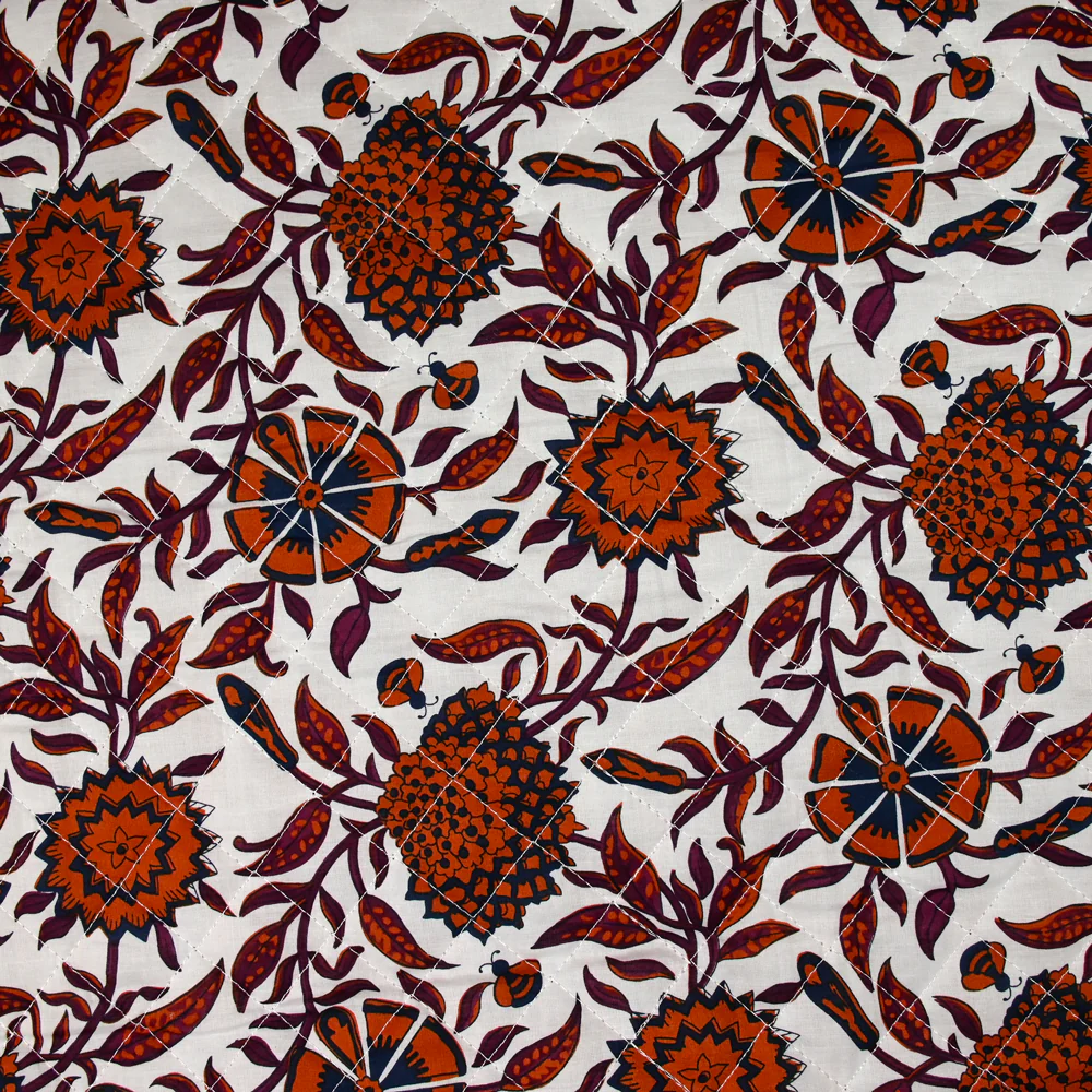 Coton matelassé double face Jiya marron au mètre - Image 5